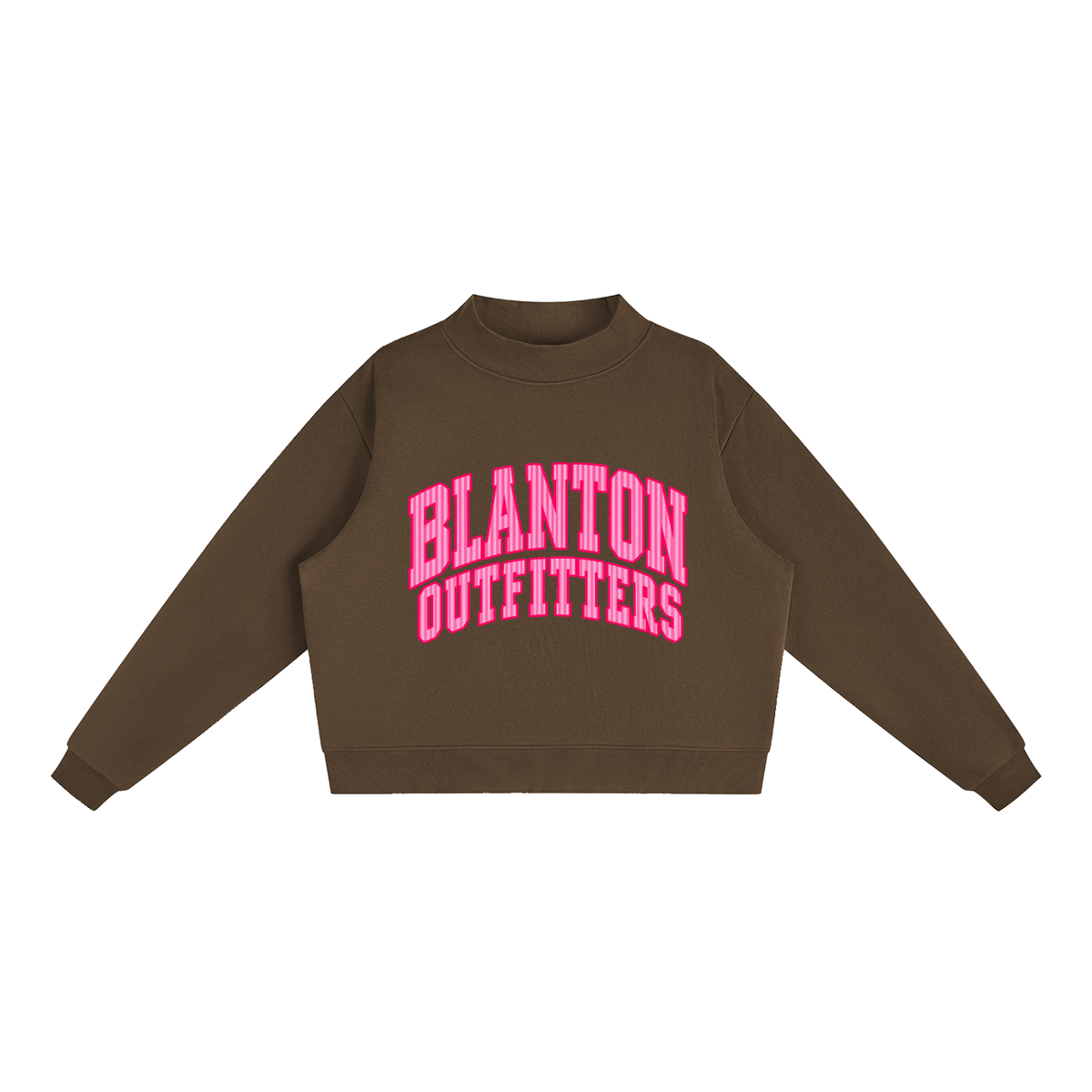 Pink Stripes Blanton Outfitters Mock-Neck Crew Sweatshirt