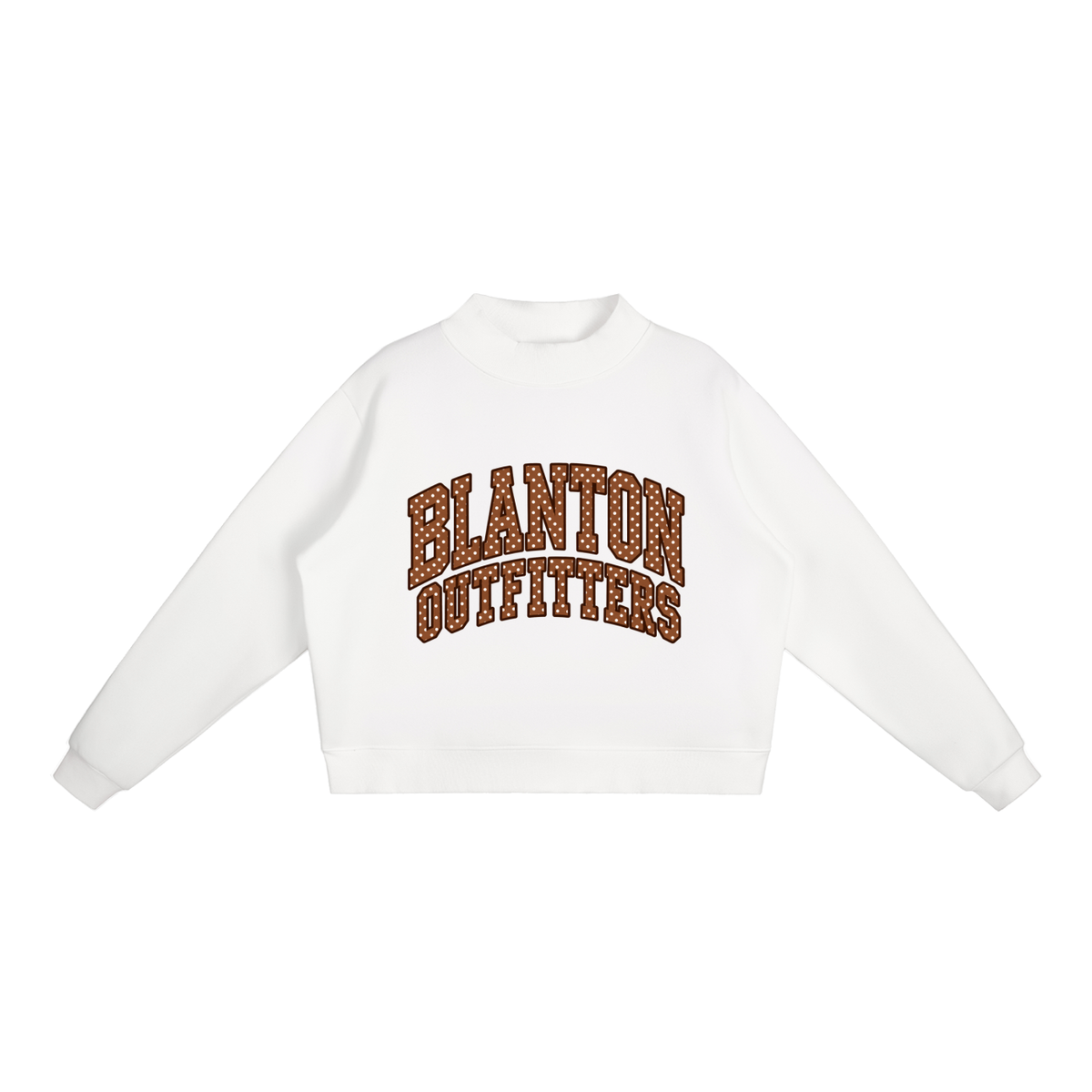 Brown Polka Dot Mock-Neck Crew Sweatshirt