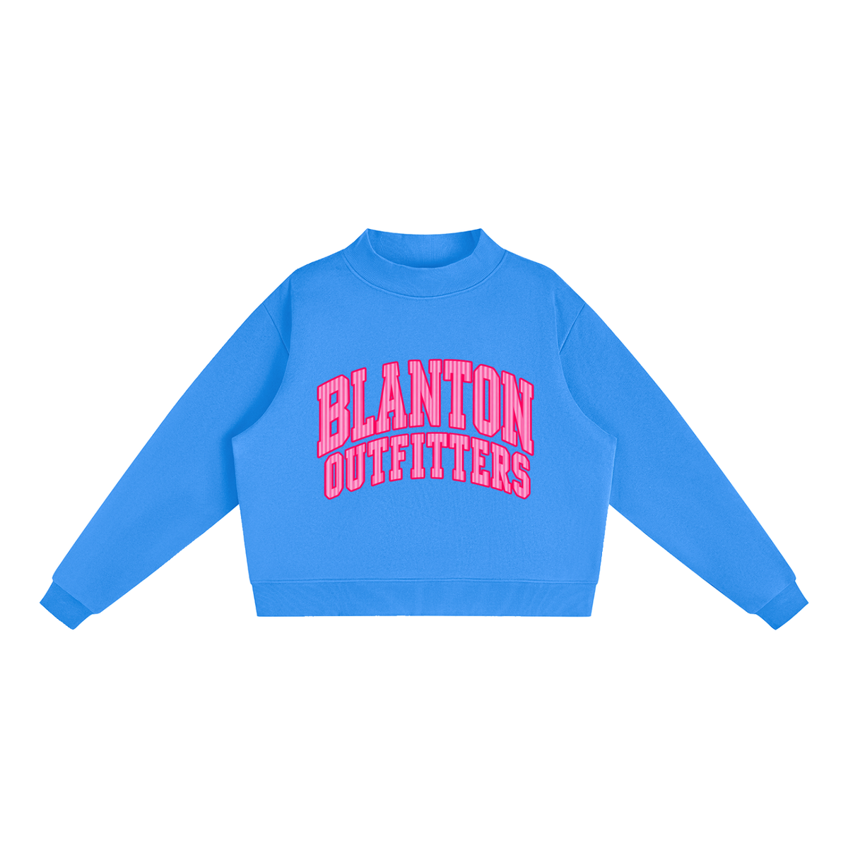 Pink Stripes Blanton Outfitters Mock-Neck Crew Sweatshirt