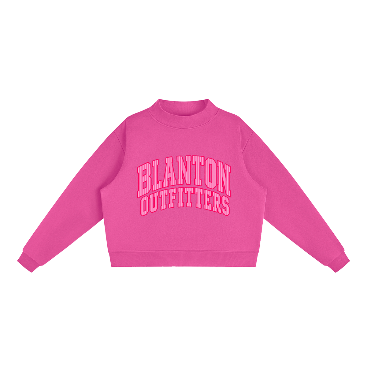 Pink Stripes Blanton Outfitters Mock-Neck Crew Sweatshirt