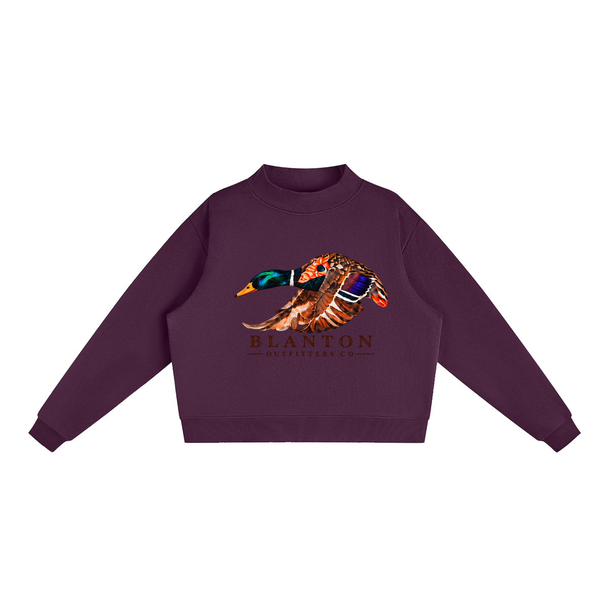 Mallard Duck Mock-Neck Crew Sweatshirt
