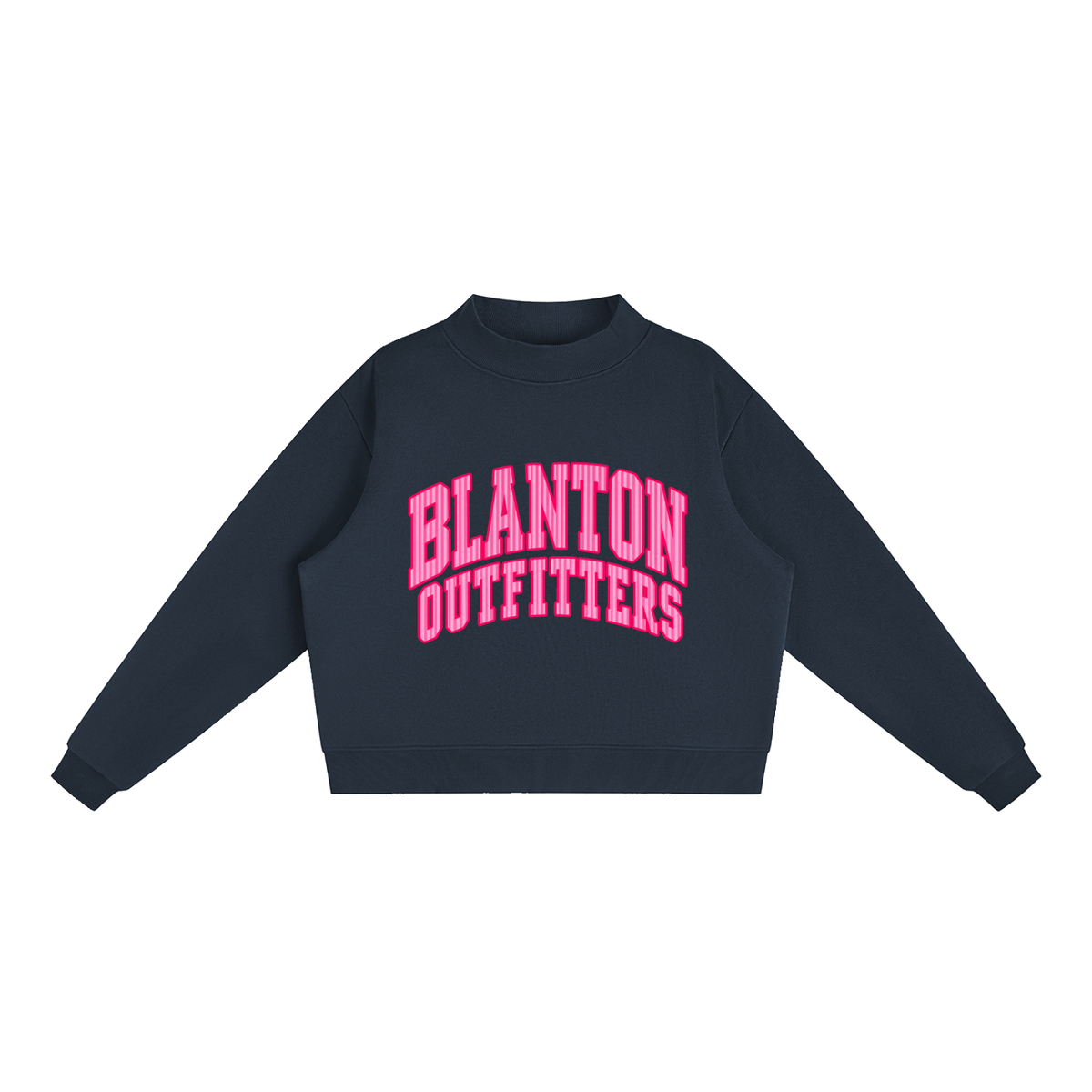Pink Stripes Blanton Outfitters Mock-Neck Crew Sweatshirt