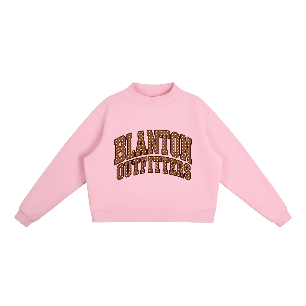 Brown Polka Dot Mock-Neck Crew Sweatshirt