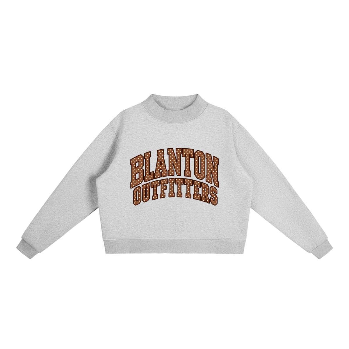 Brown Polka Dot Mock-Neck Crew Sweatshirt