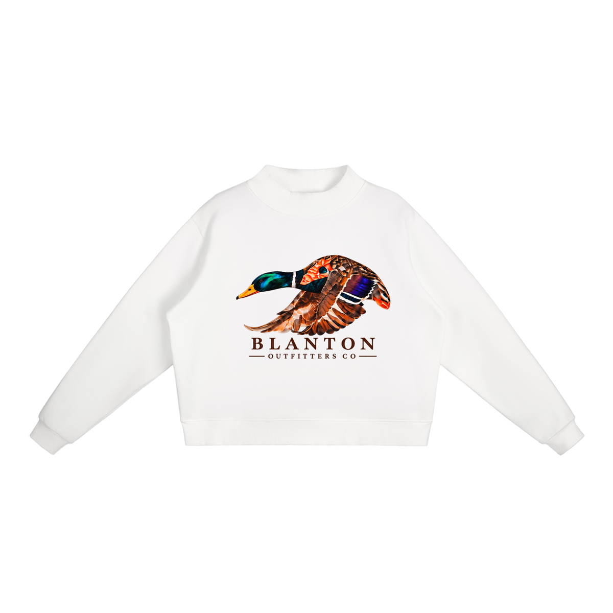 Mallard Duck Mock-Neck Crew Sweatshirt