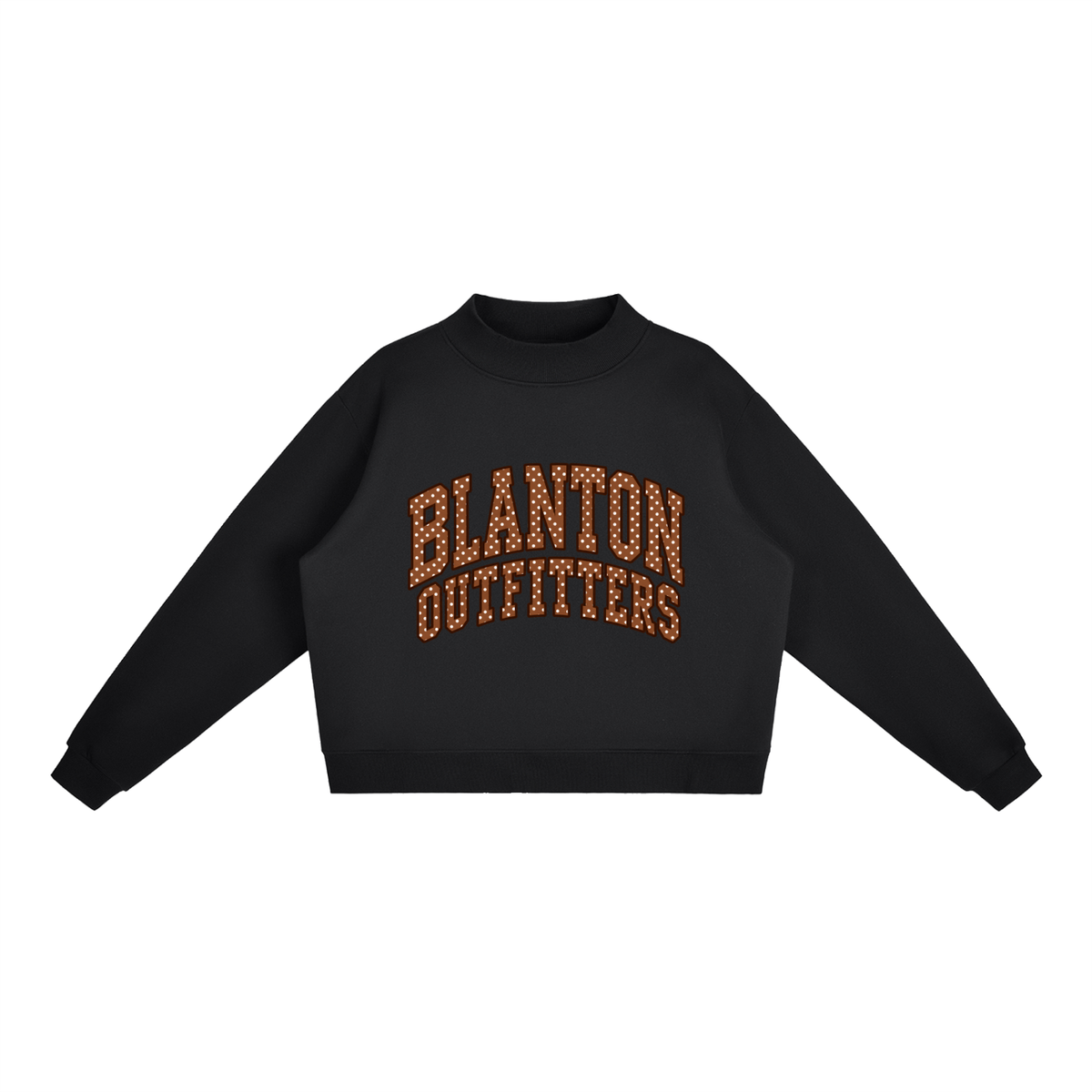 Brown Polka Dot Mock-Neck Crew Sweatshirt
