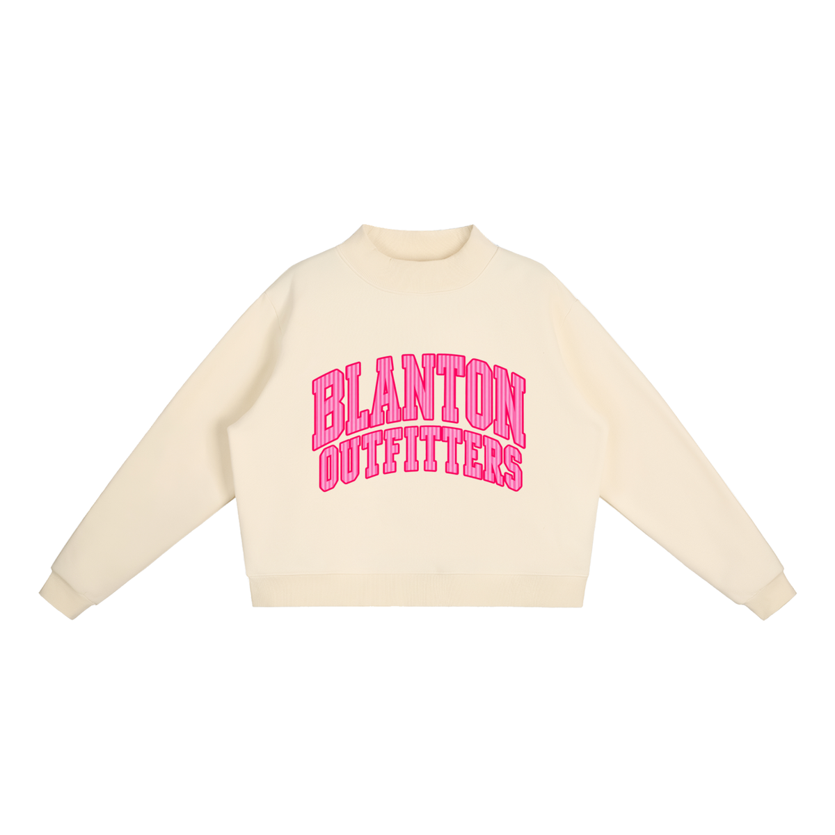 Pink Stripes Blanton Outfitters Mock-Neck Crew Sweatshirt