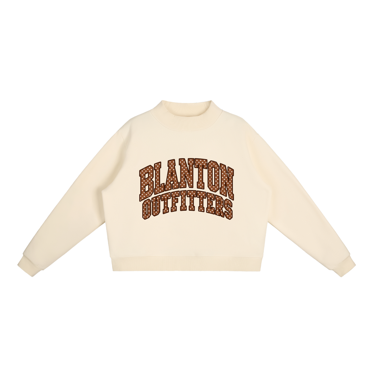 Brown Polka Dot Mock-Neck Crew Sweatshirt
