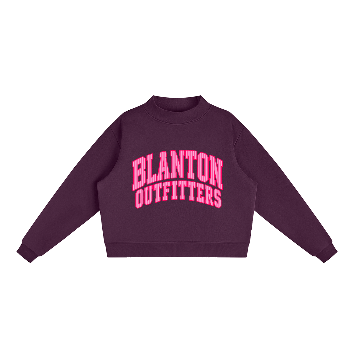 Pink Stripes Blanton Outfitters Mock-Neck Crew Sweatshirt