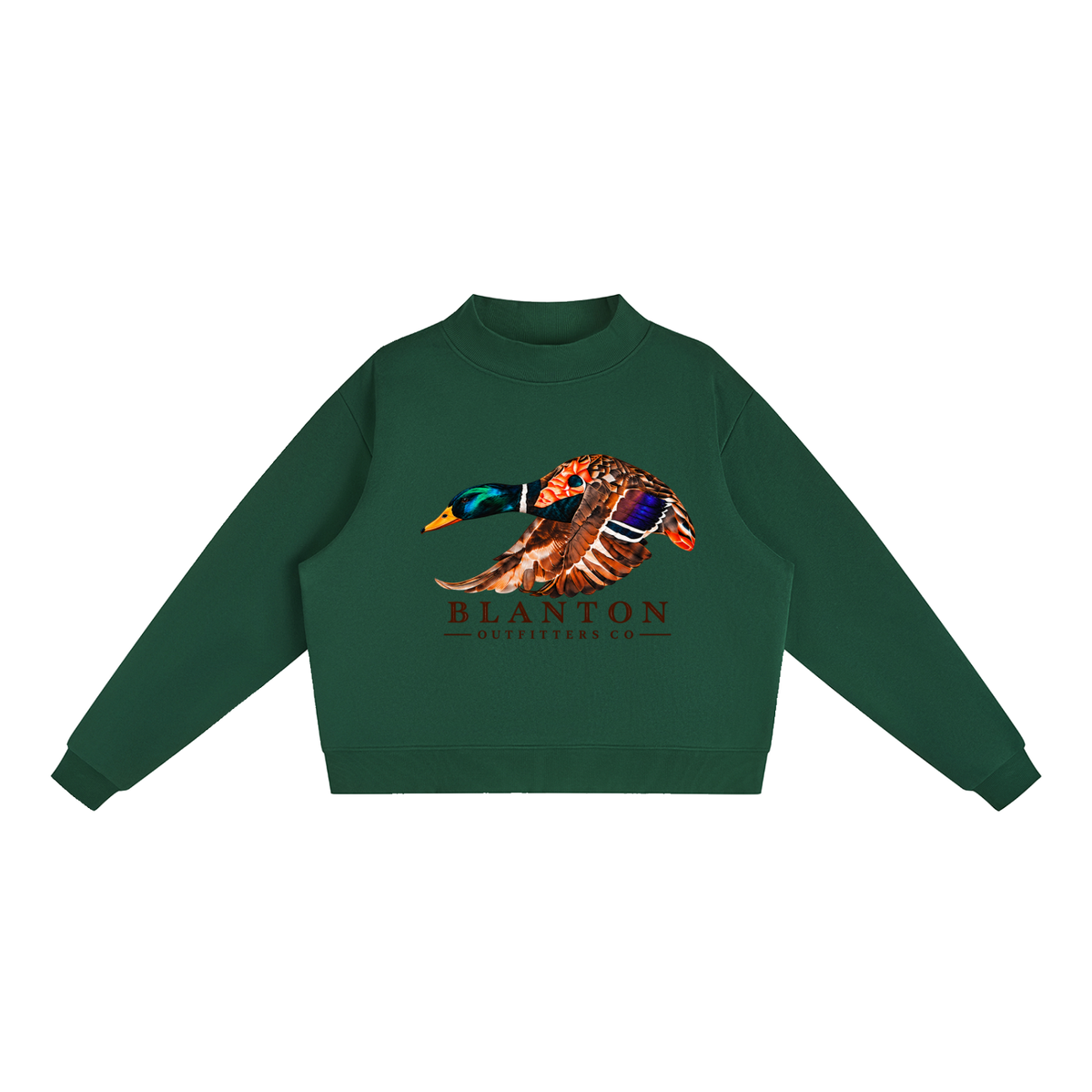 Mallard Duck Mock-Neck Crew Sweatshirt