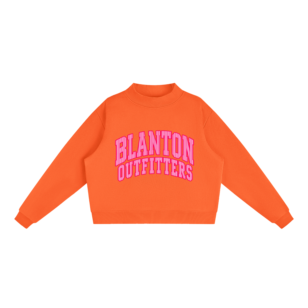 Pink Stripes Blanton Outfitters Mock-Neck Crew Sweatshirt