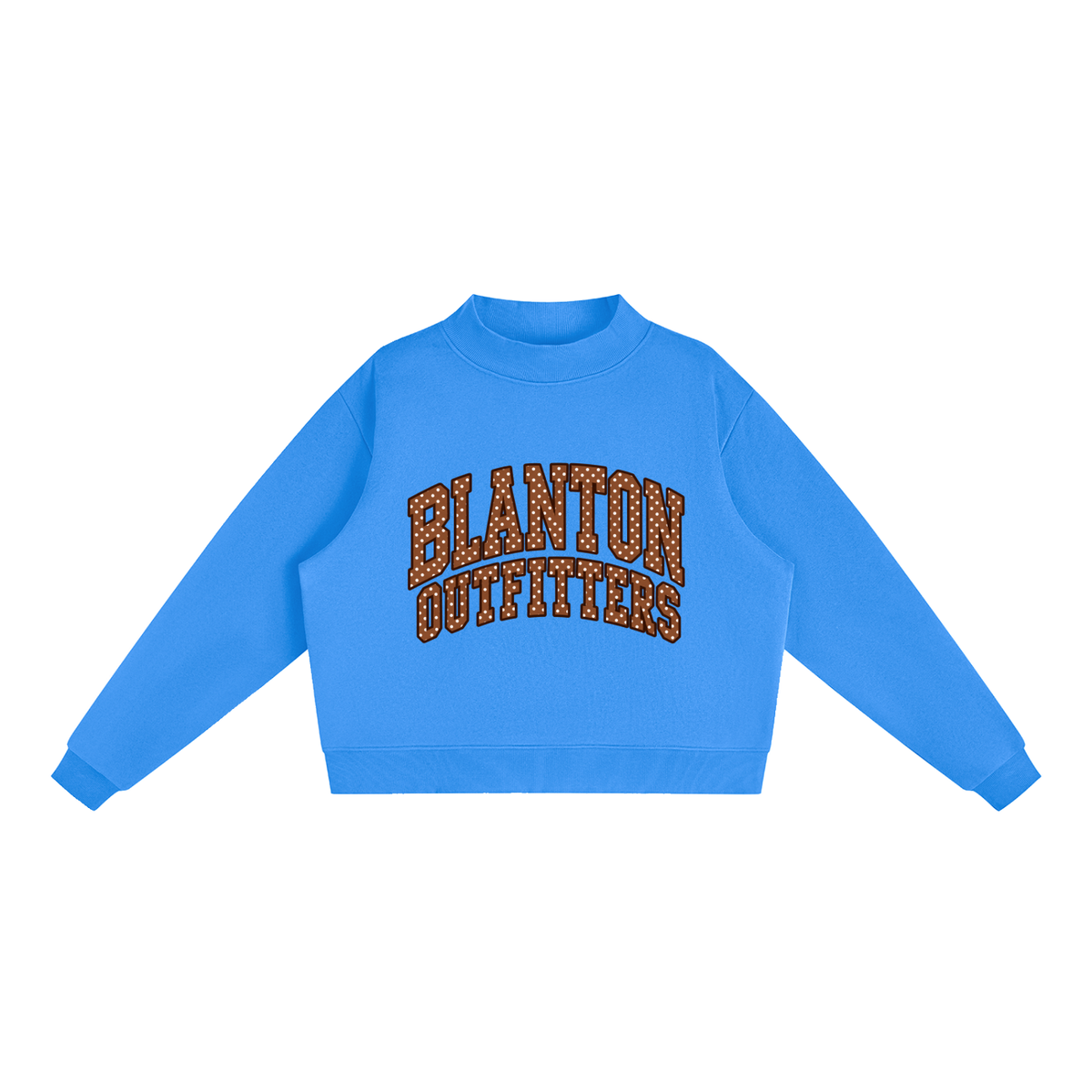 Brown Polka Dot Mock-Neck Crew Sweatshirt