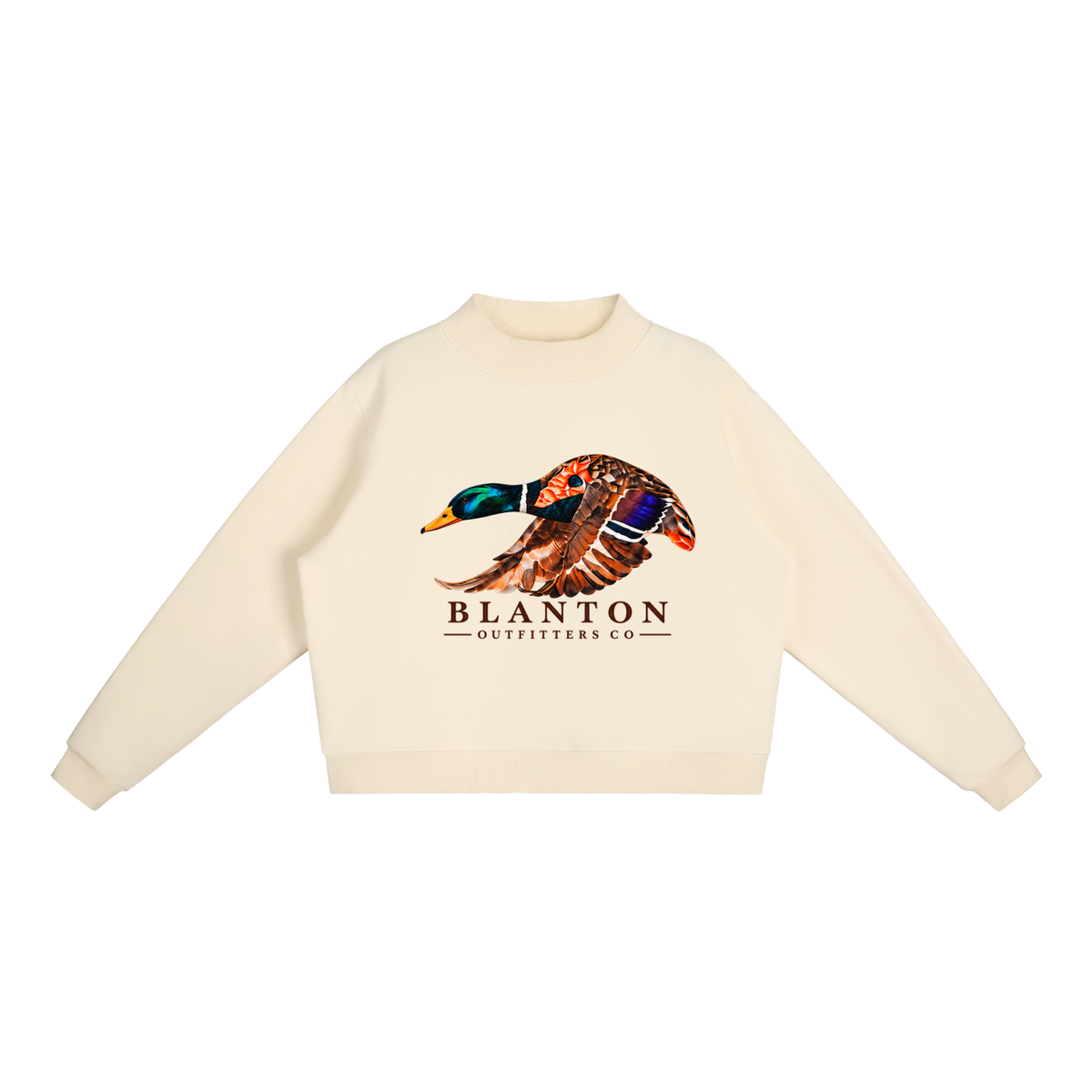 Mallard Duck Mock-Neck Crew Sweatshirt