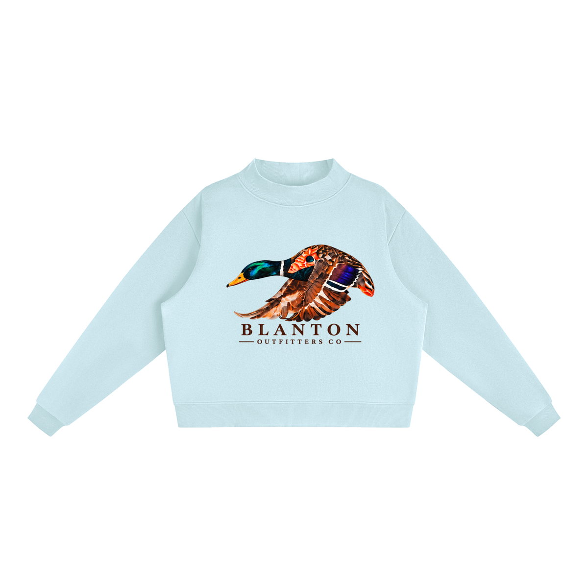 Mallard Duck Mock-Neck Crew Sweatshirt