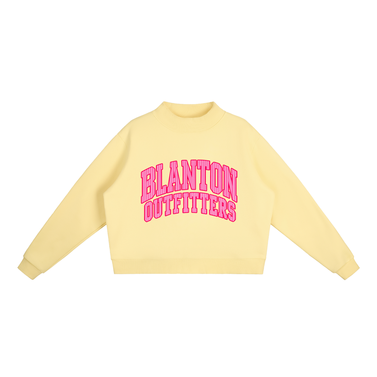 Pink Stripes Blanton Outfitters Mock-Neck Crew Sweatshirt