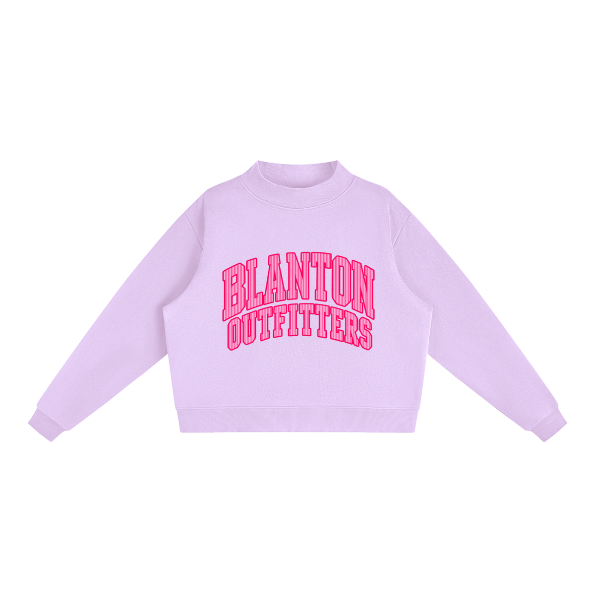 Pink Stripes Blanton Outfitters Mock-Neck Crew Sweatshirt