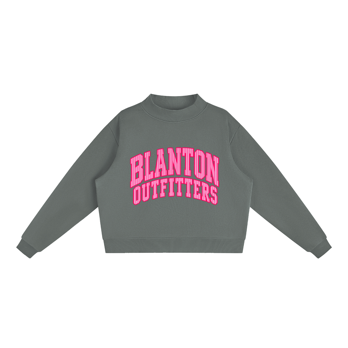 Pink Stripes Blanton Outfitters Mock-Neck Crew Sweatshirt