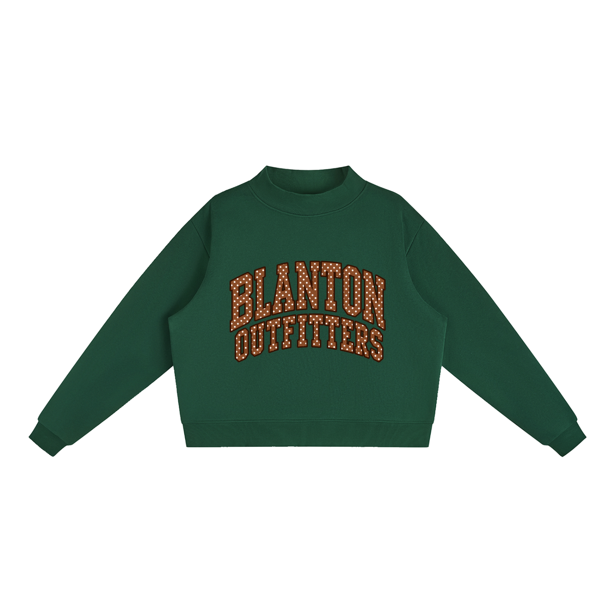 Brown Polka Dot  Mock-Neck Crew Sweatshirt