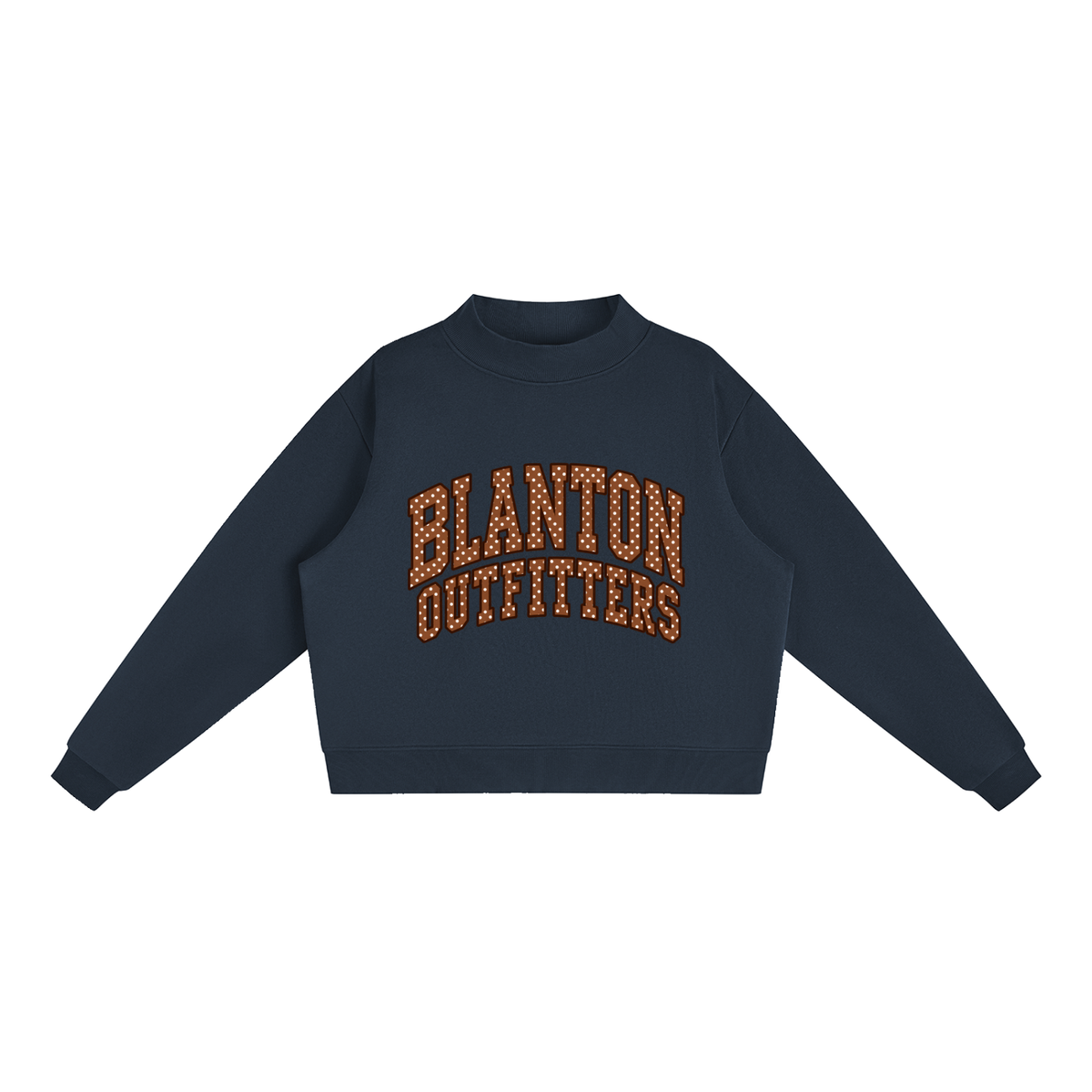 Brown Polka Dot  Mock-Neck Crew Sweatshirt