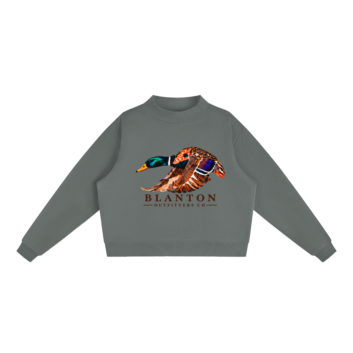 Mallard Duck Mock-Neck Crew Sweatshirt