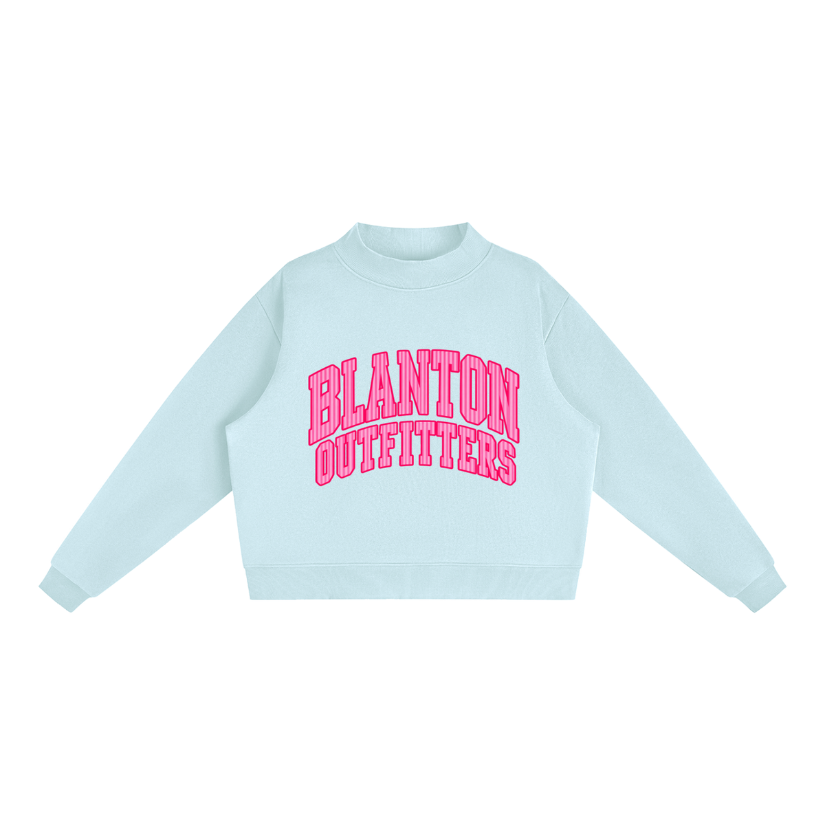 Pink Stripes Blanton Outfitters Mock-Neck Crew Sweatshirt