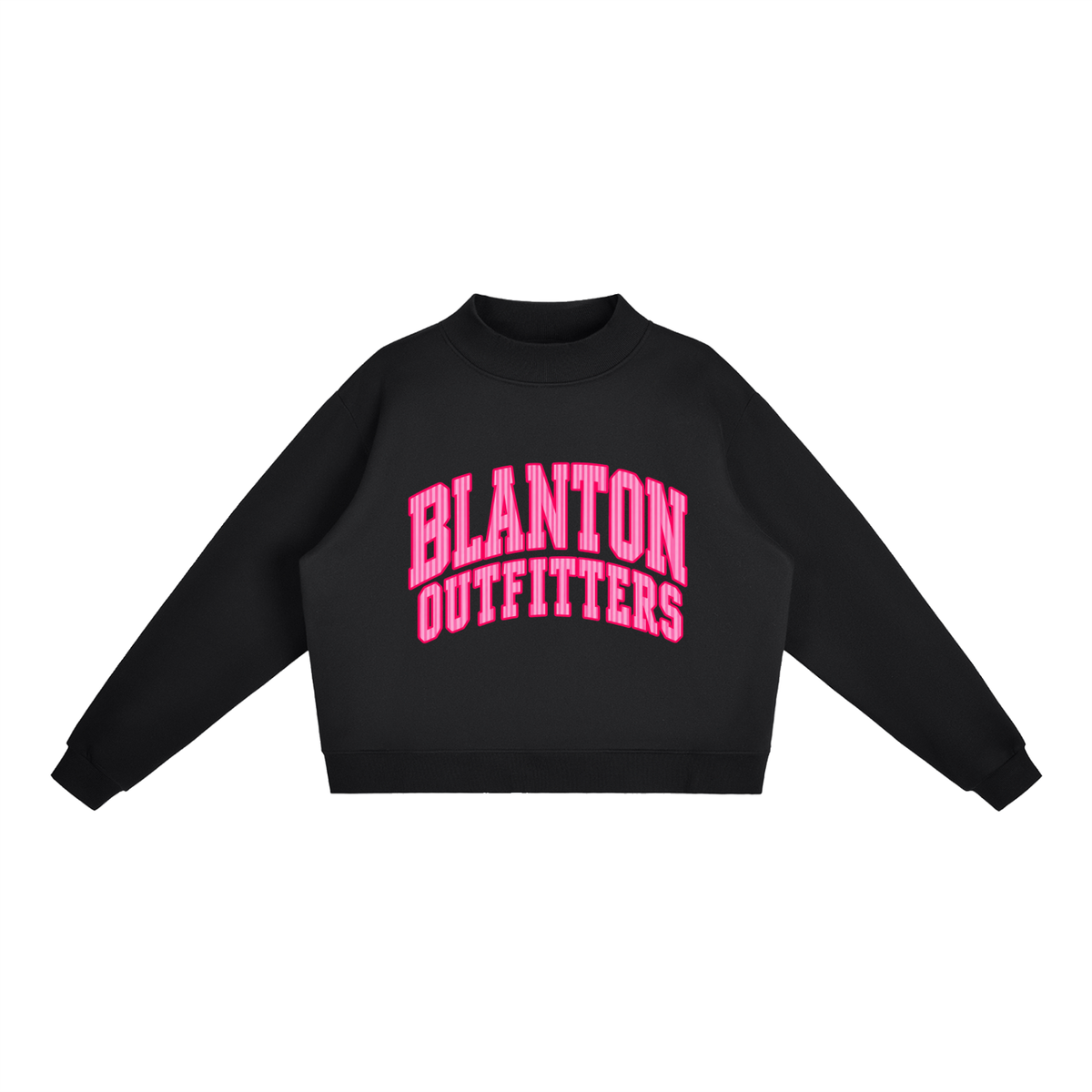 Pink Stripes Blanton Outfitters Mock-Neck Crew Sweatshirt