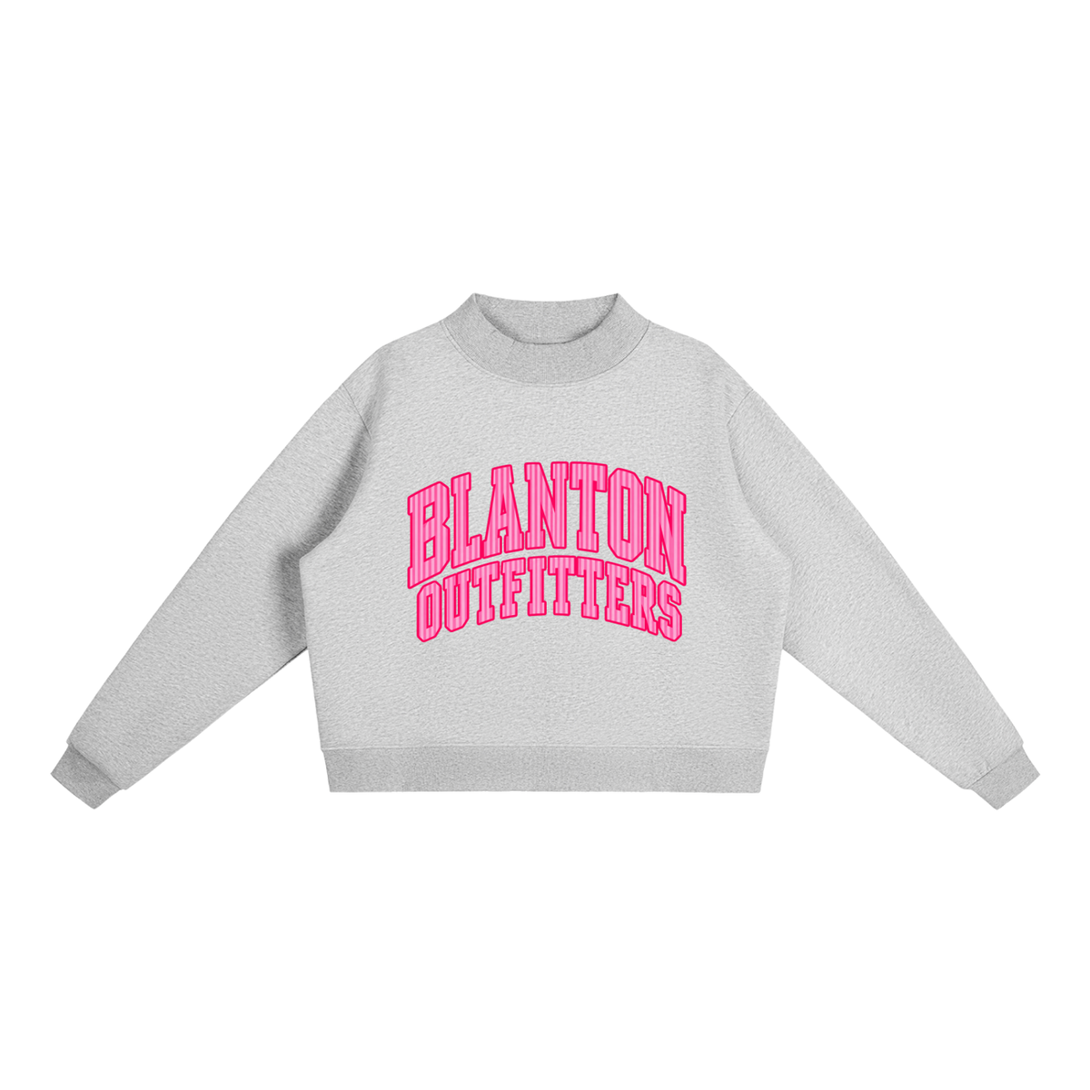 Pink Stripes Blanton Outfitters Mock-Neck Crew Sweatshirt