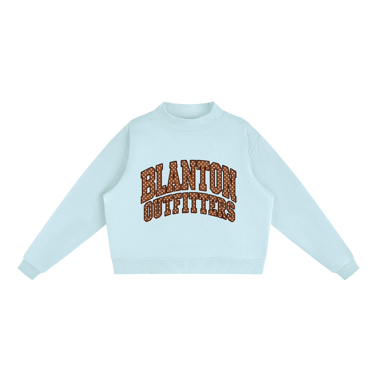 Brown Polka Dot  Mock-Neck Crew Sweatshirt