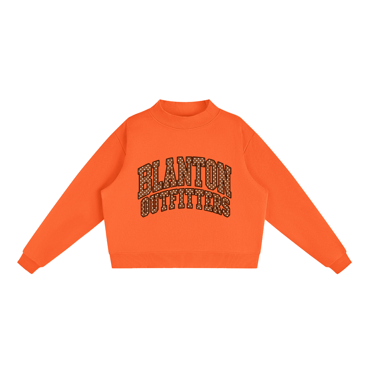 Brown Polka Dot  Mock-Neck Crew Sweatshirt