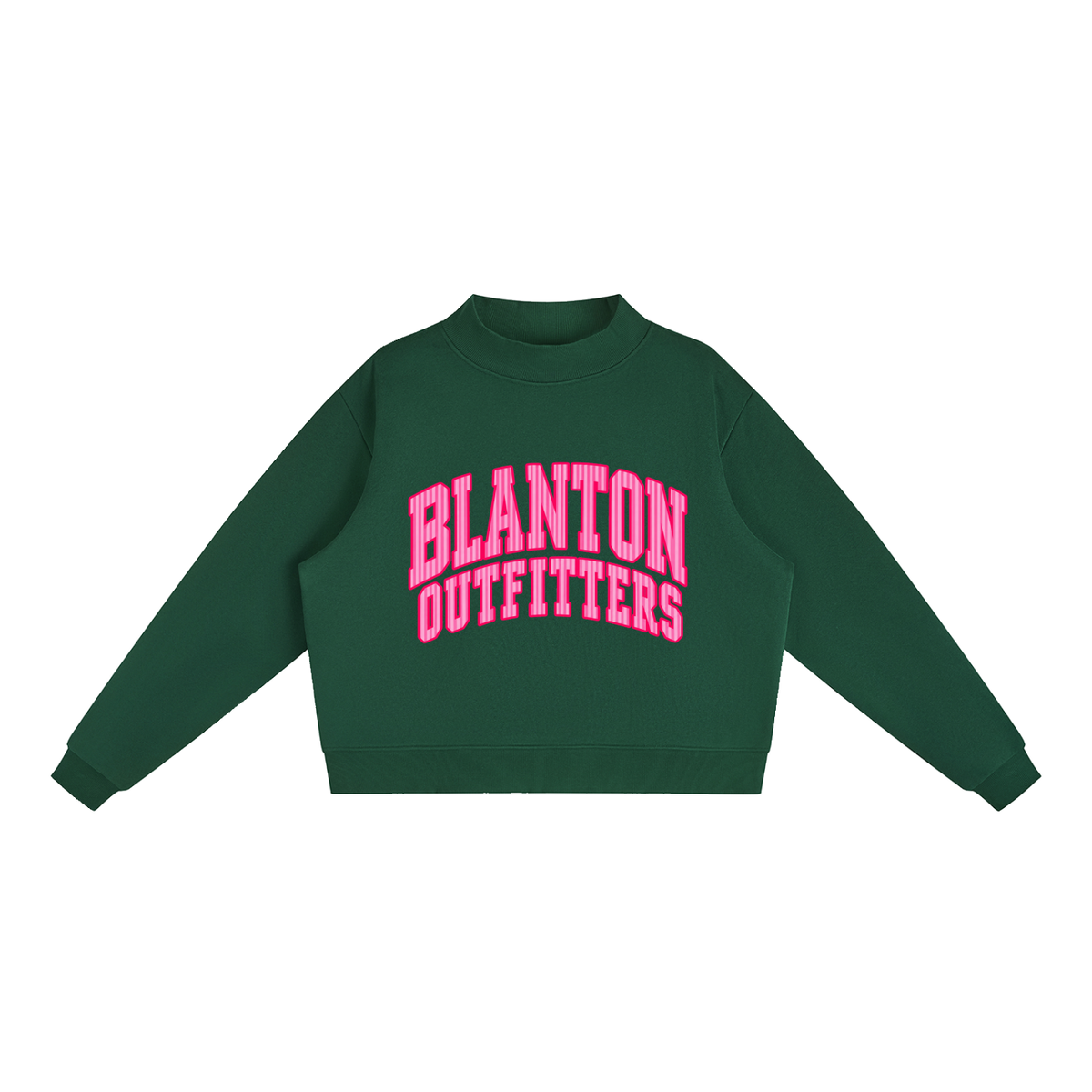 Pink Stripes Blanton Outfitters Mock-Neck Crew Sweatshirt
