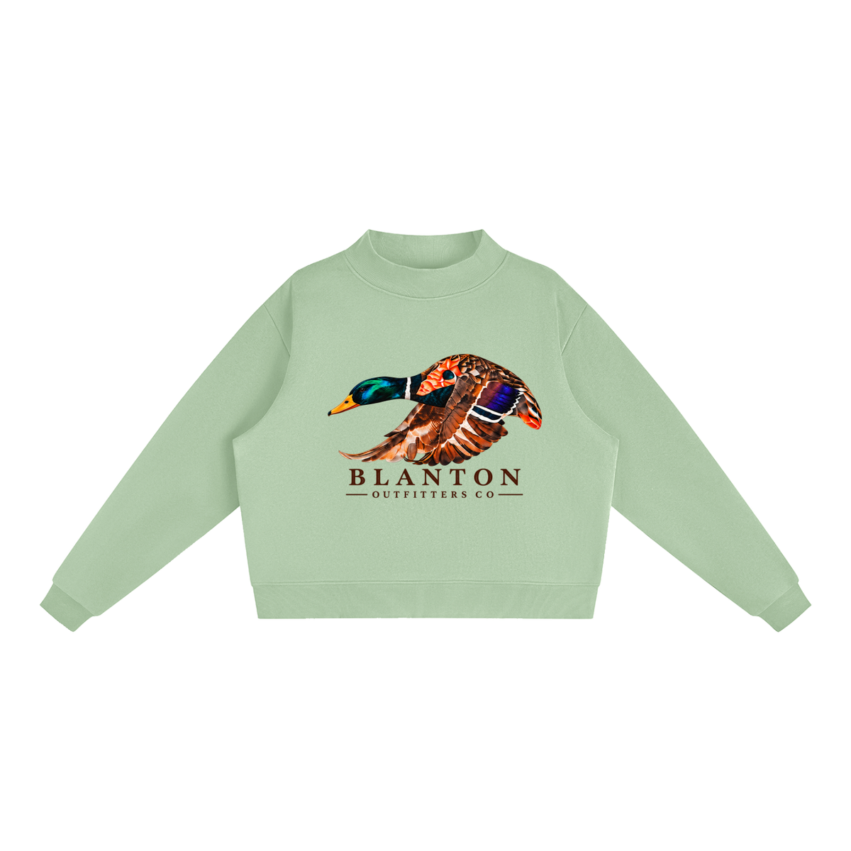 Mallard Duck Mock-Neck Crew Sweatshirt