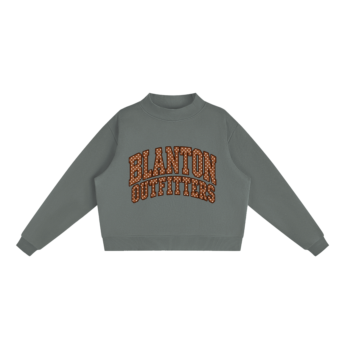 Brown Polka Dot  Mock-Neck Crew Sweatshirt