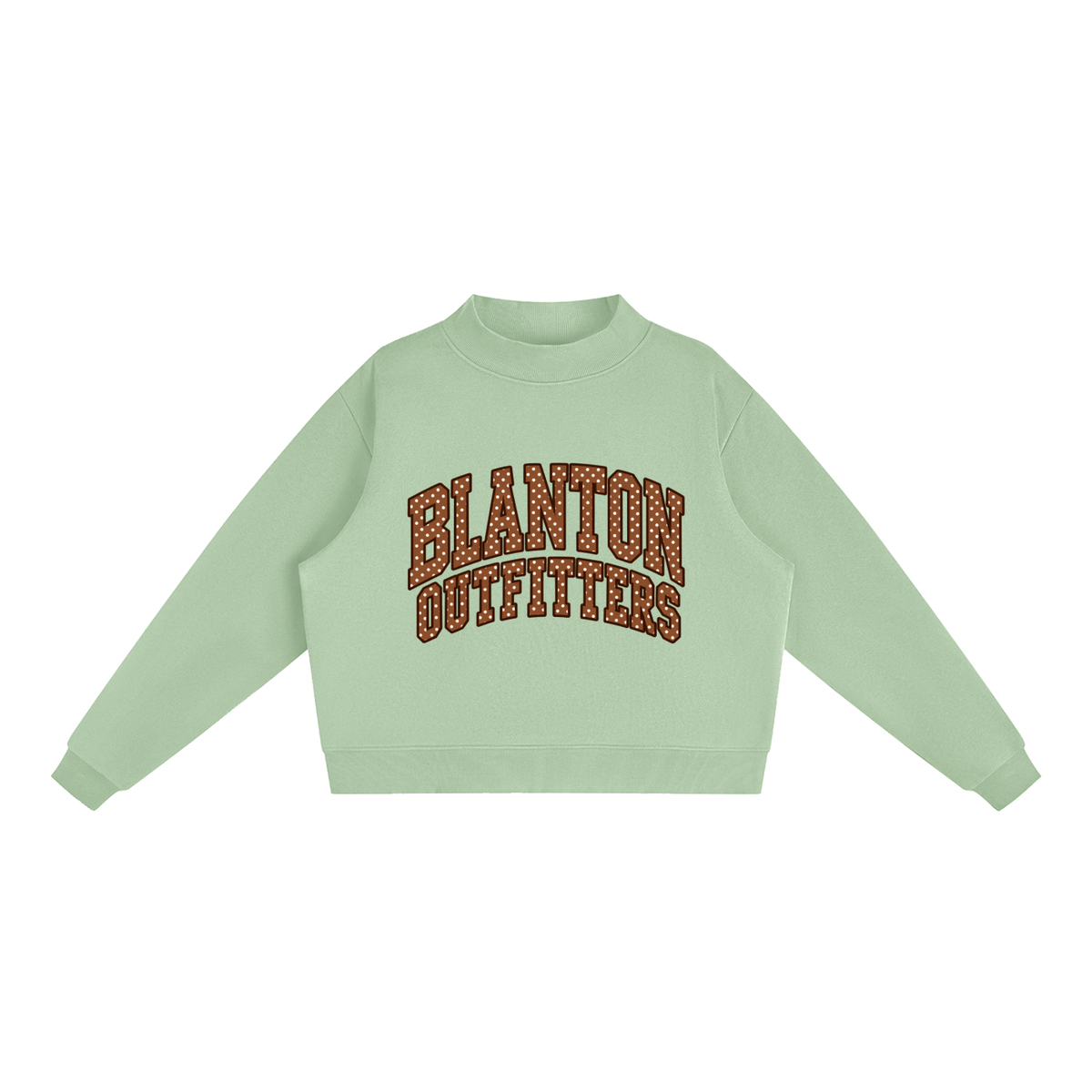 Brown Polka Dot  Mock-Neck Crew Sweatshirt