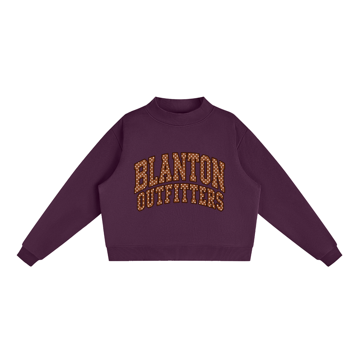 Brown Polka Dot  Mock-Neck Crew Sweatshirt