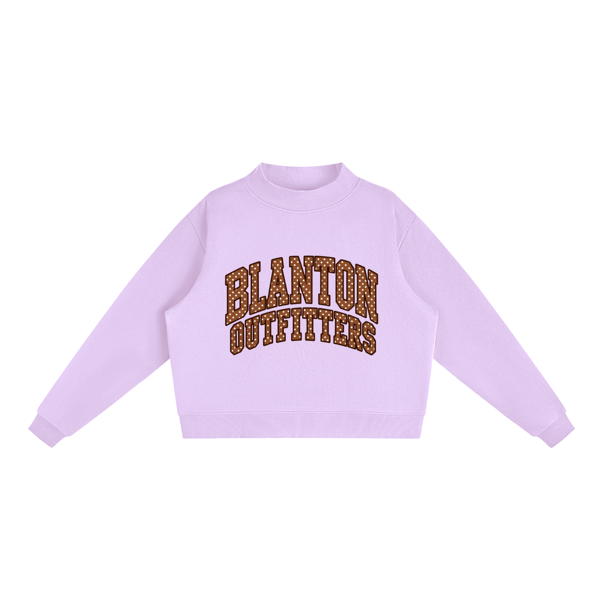 Brown Polka Dot  Mock-Neck Crew Sweatshirt
