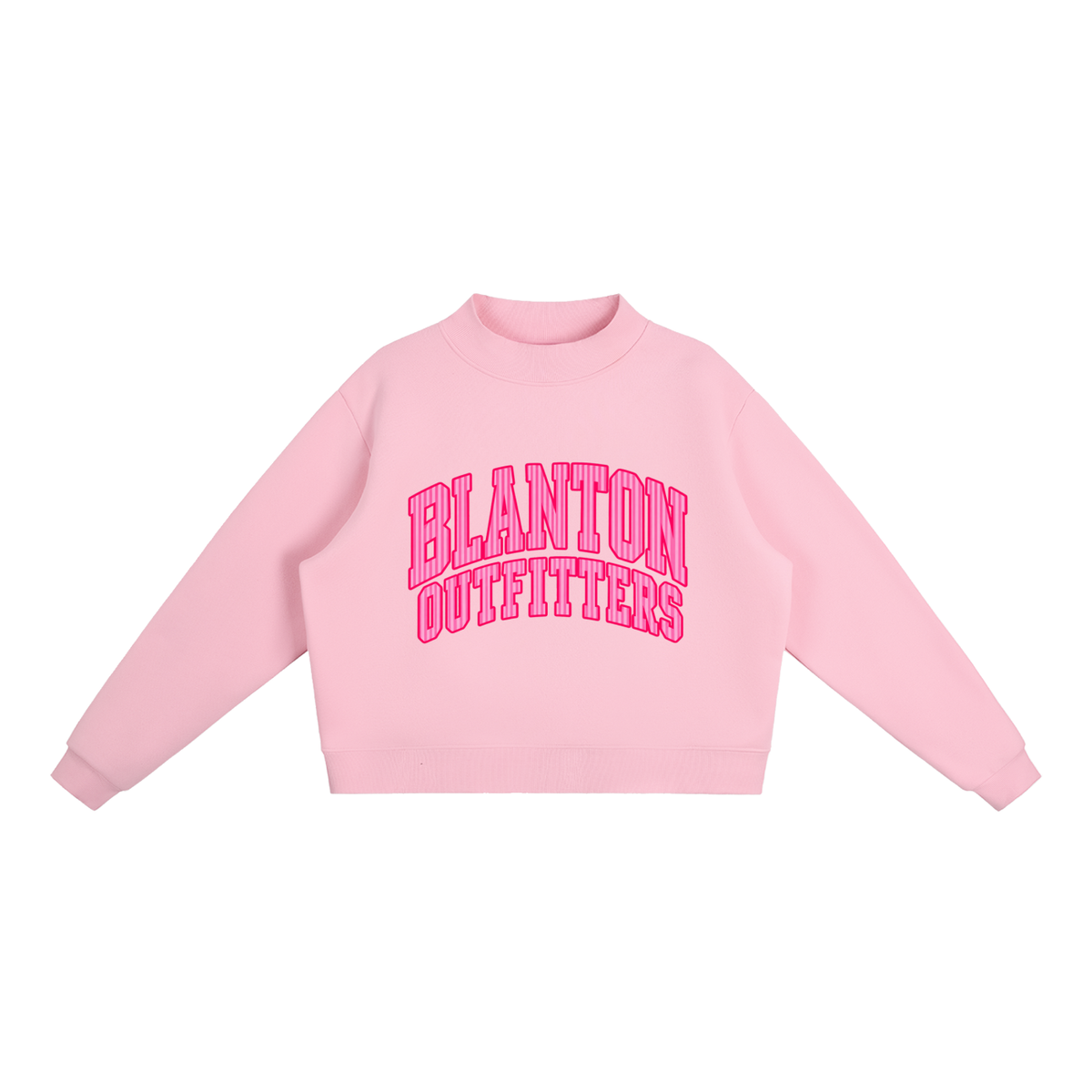 Pink Stripes Blanton Outfitters Mock-Neck Crew Sweatshirt