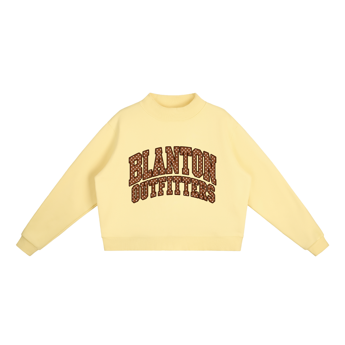 Brown Polka Dot  Mock-Neck Crew Sweatshirt