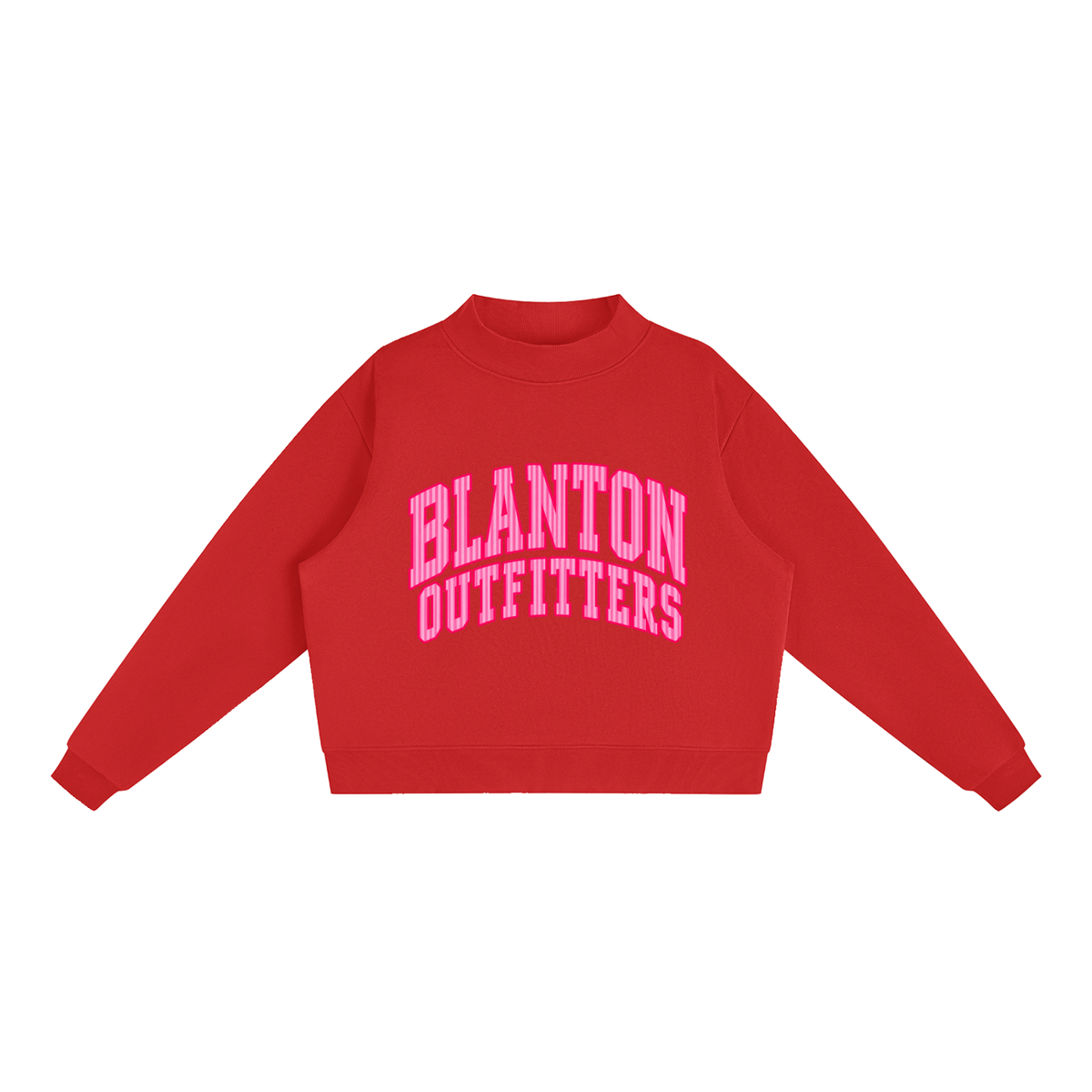 Pink Stripes Blanton Outfitters Mock-Neck Crew Sweatshirt