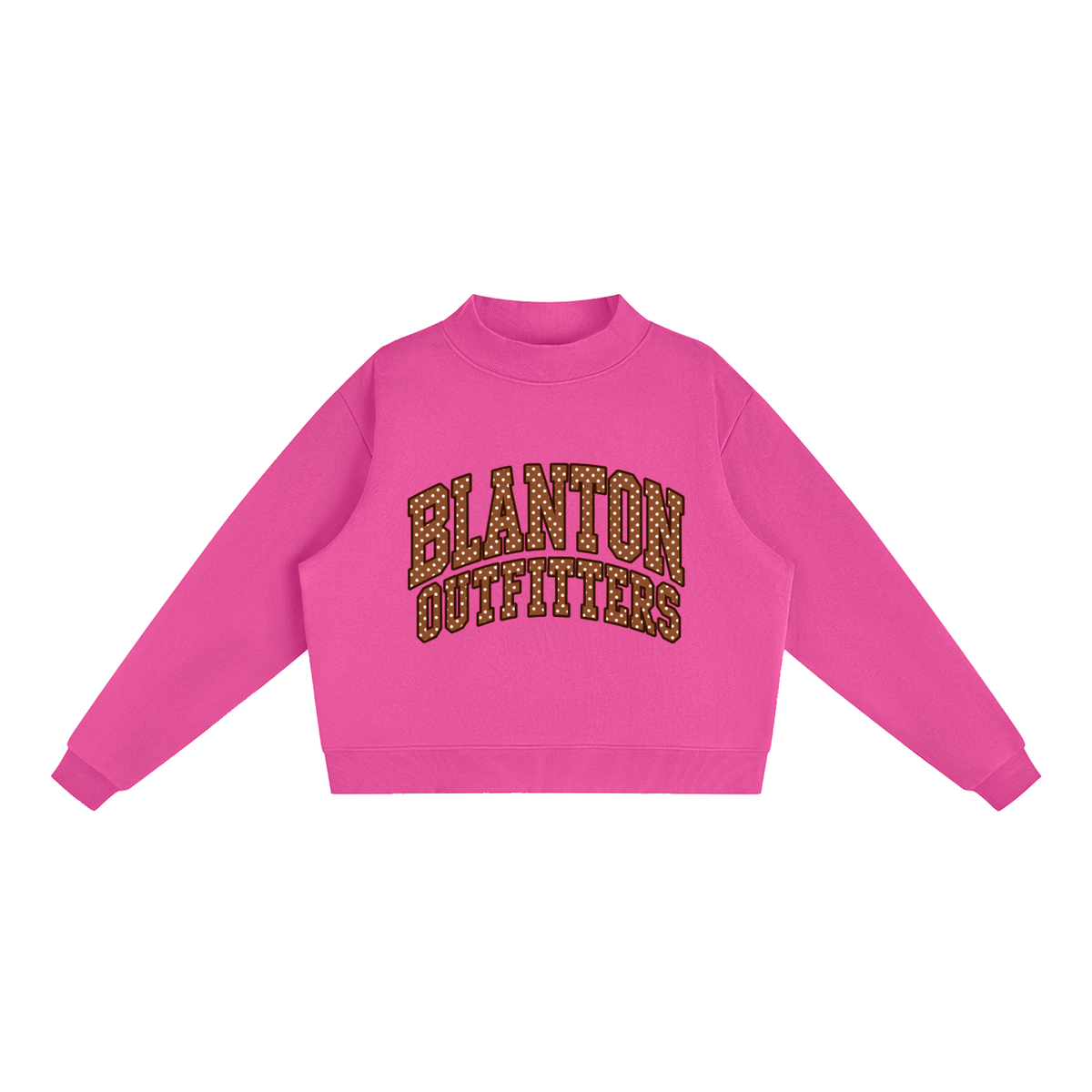 Brown Polka Dot  Mock-Neck Crew Sweatshirt