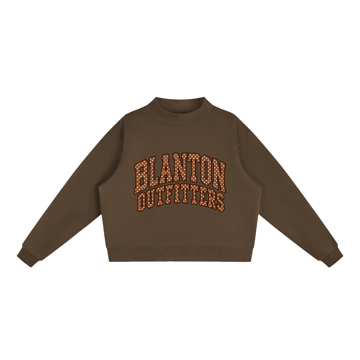 Brown Polka Dot  Mock-Neck Crew Sweatshirt