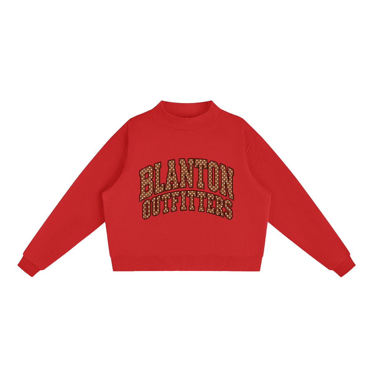 Brown Polka Dot  Mock-Neck Crew Sweatshirt