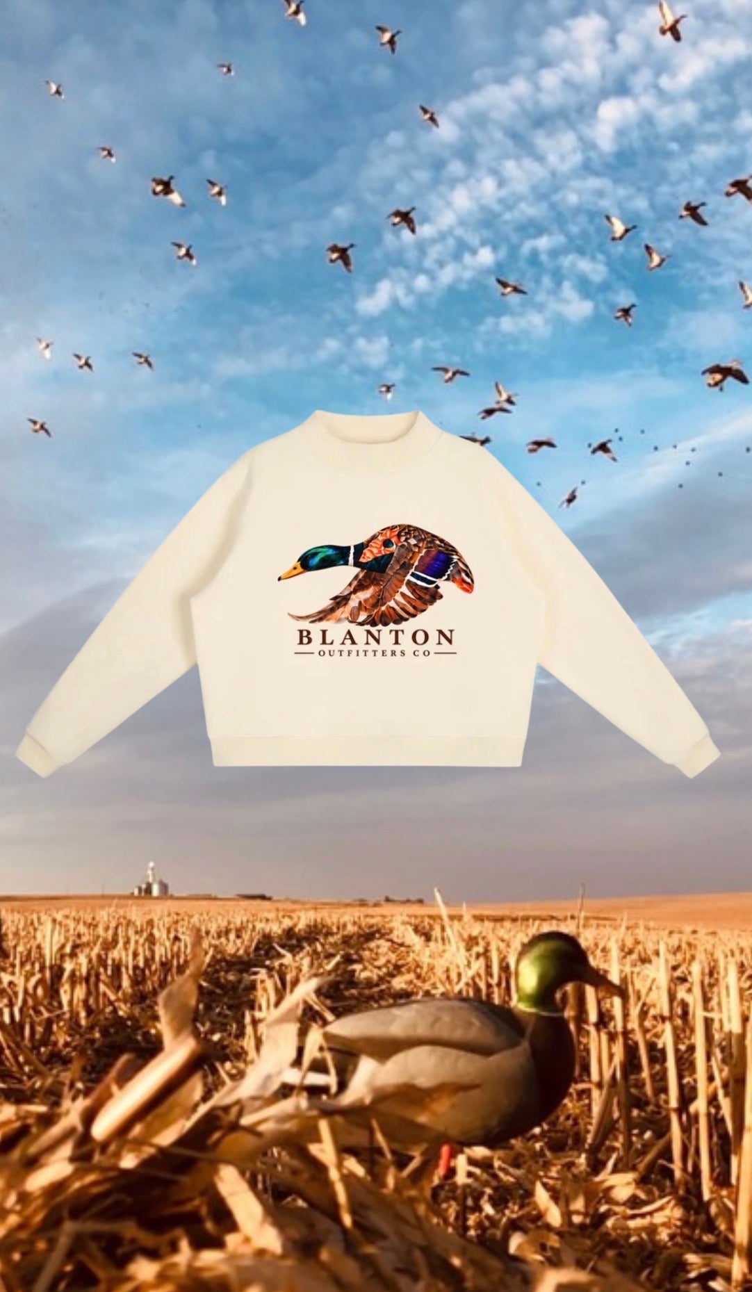 Mallard Duck Mock-Neck Crew Sweatshirt