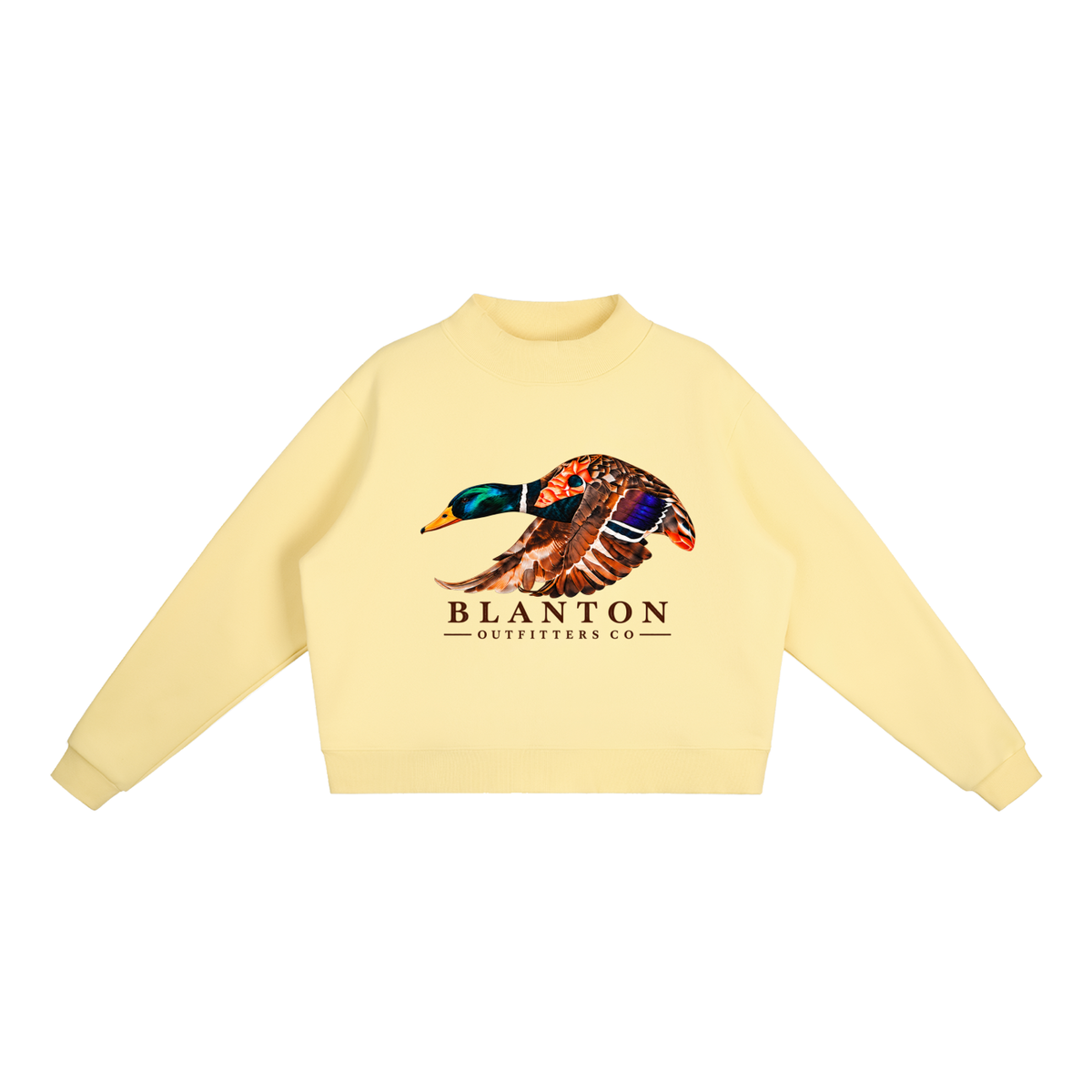 Mallard Duck Mock-Neck Crew Sweatshirt