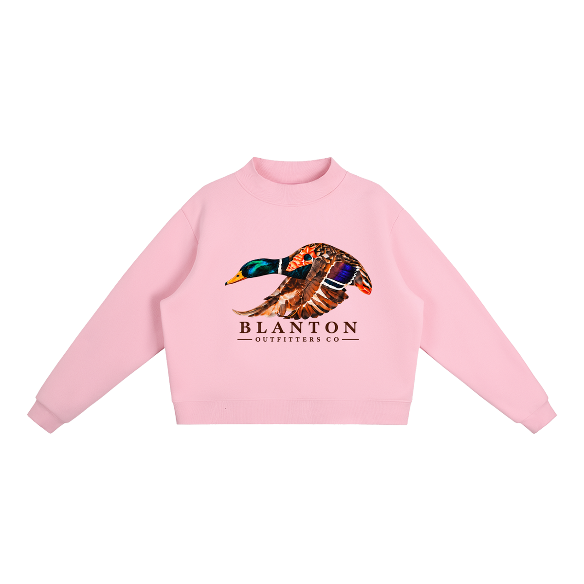 Mallard Duck Mock-Neck Crew Sweatshirt