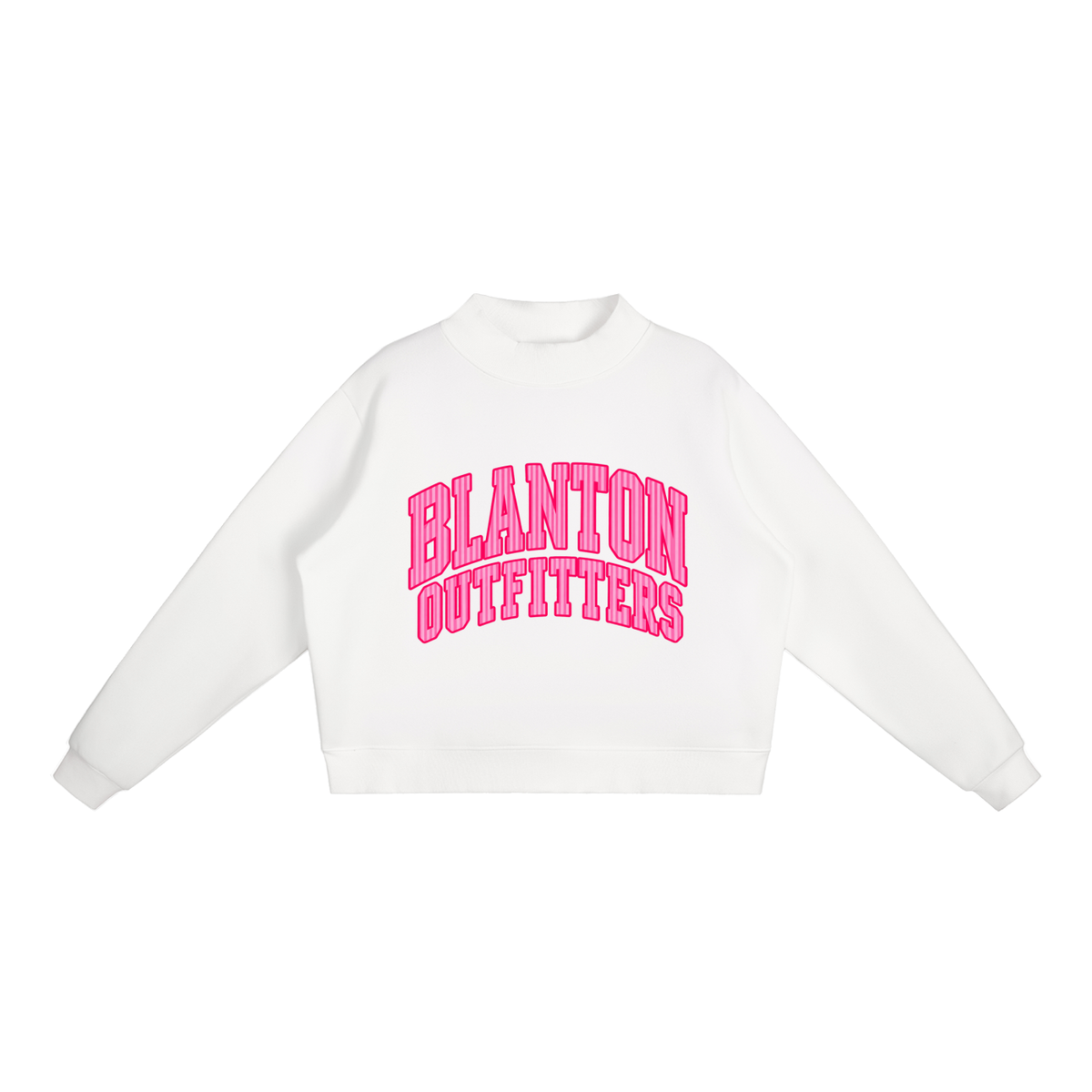 Pink Stripes Blanton Outfitters Mock-Neck Crew Sweatshirt