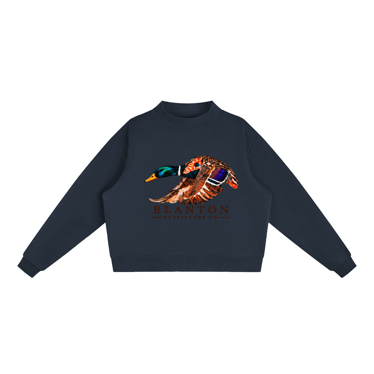 Mallard Duck Mock-Neck Crew Sweatshirt