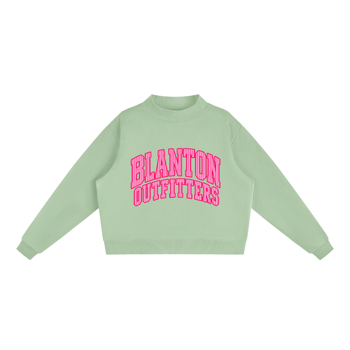 Pink Stripes Blanton Outfitters Mock-Neck Crew Sweatshirt