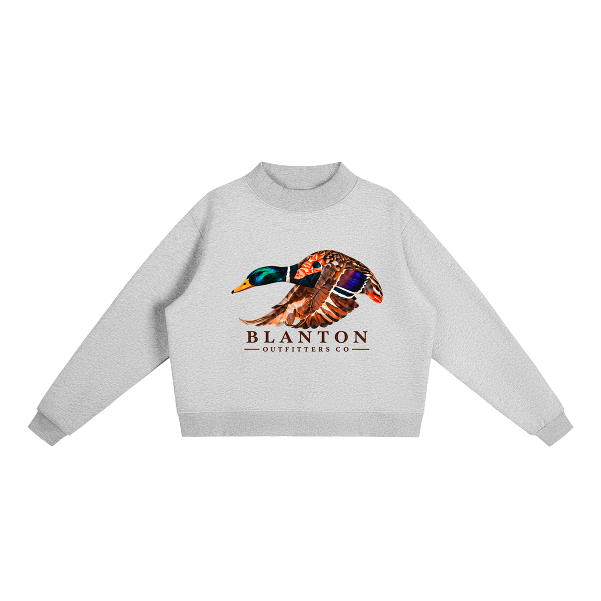 Mallard Duck Mock-Neck Crew Sweatshirt