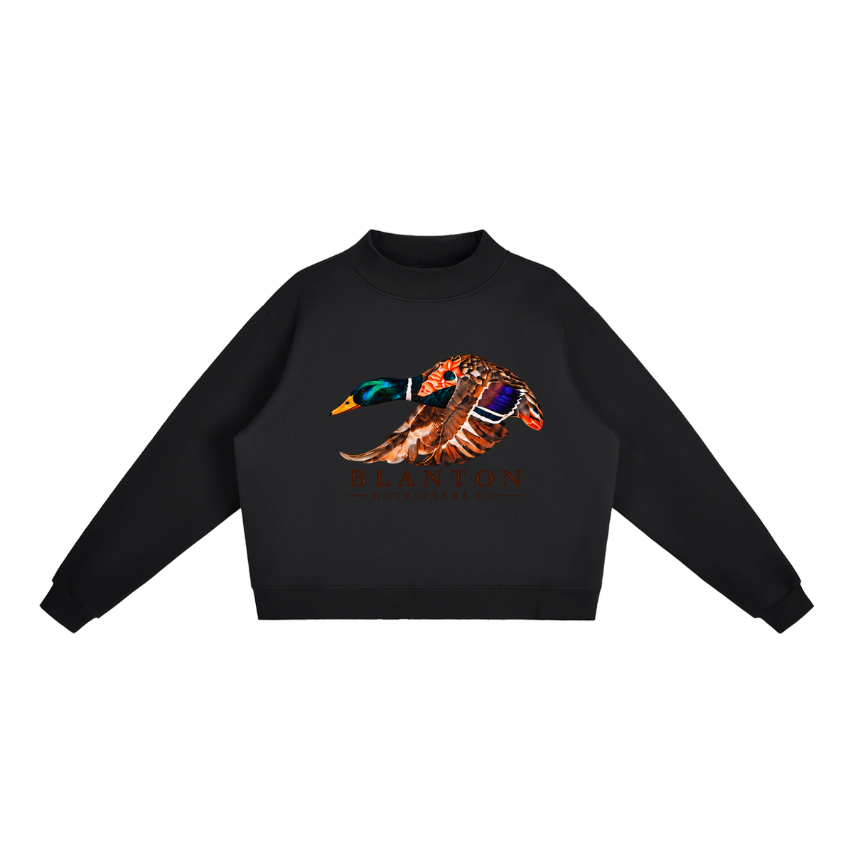 Mallard Duck Mock-Neck Crew Sweatshirt